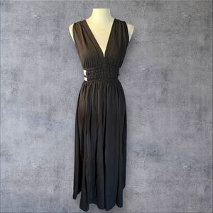 Indulge Elegant Black Midi Dress, NEW